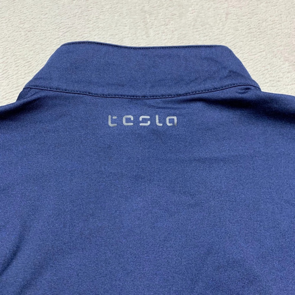 Tesla 1/4 Zip Sweater Pullover Long Sleeve‎ Mens L Blue